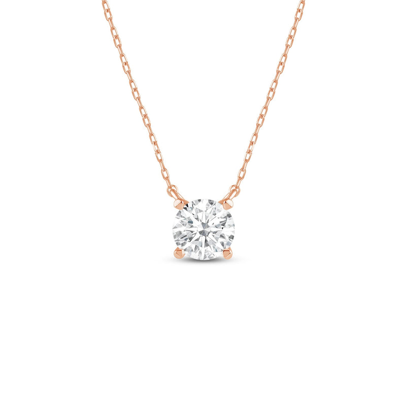 4 Prong Basket Round Lab Created Diamond Solitaire Necklace