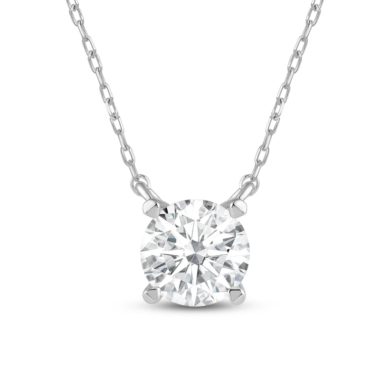 4 Prong Basket Round Lab Created Diamond Solitaire Necklace