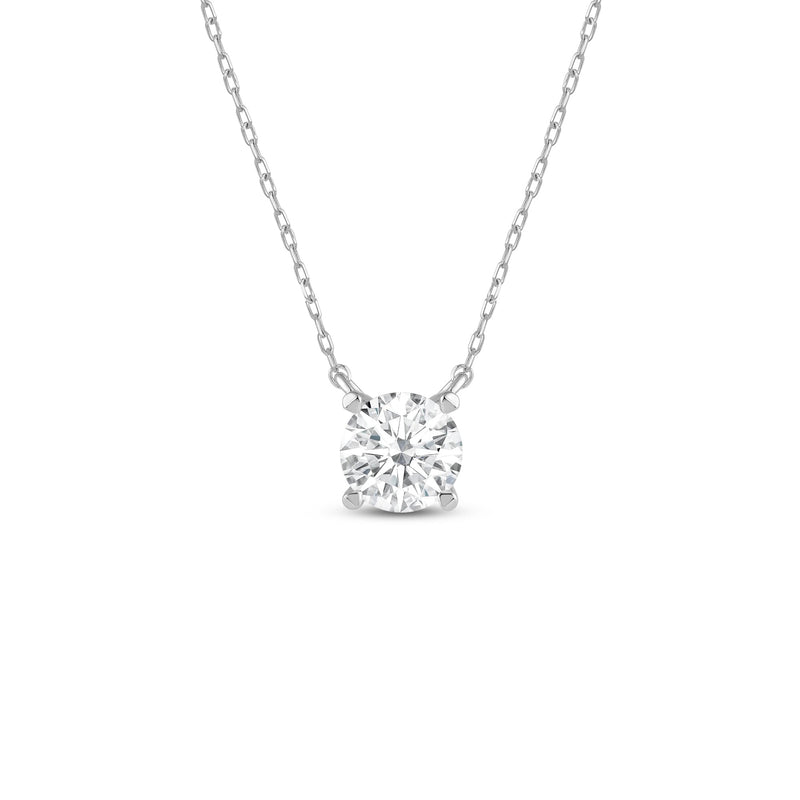 4 Prong Basket Round Lab Created Diamond Solitaire Necklace