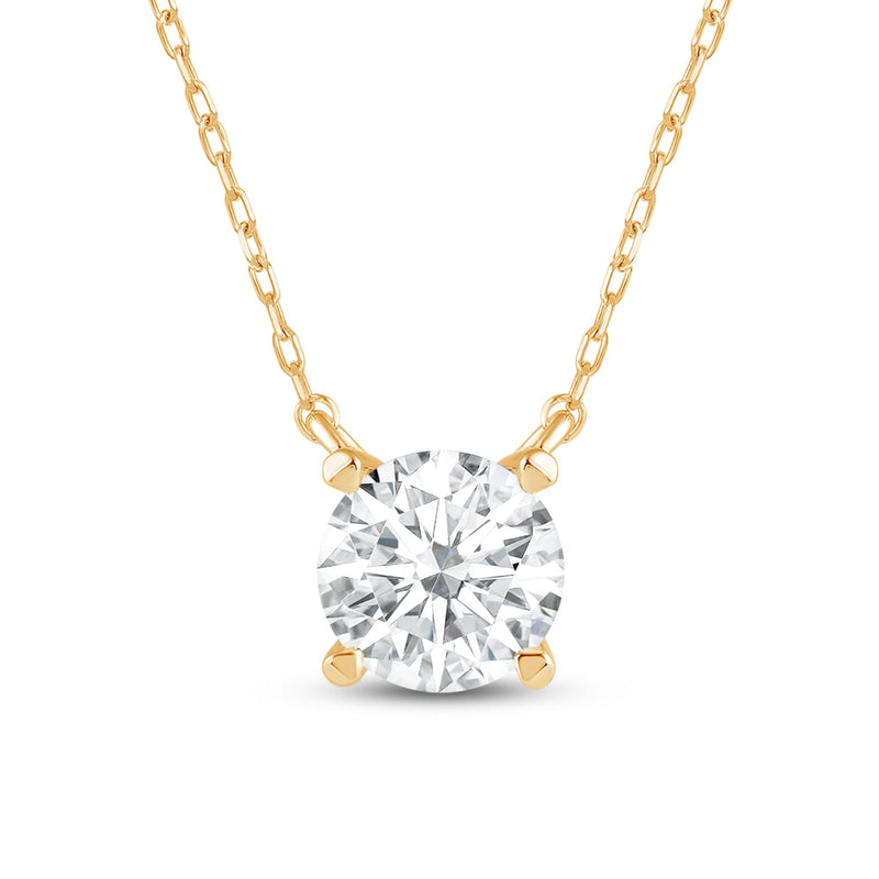 4 Prong Basket Round Lab Created Diamond Solitaire Necklace