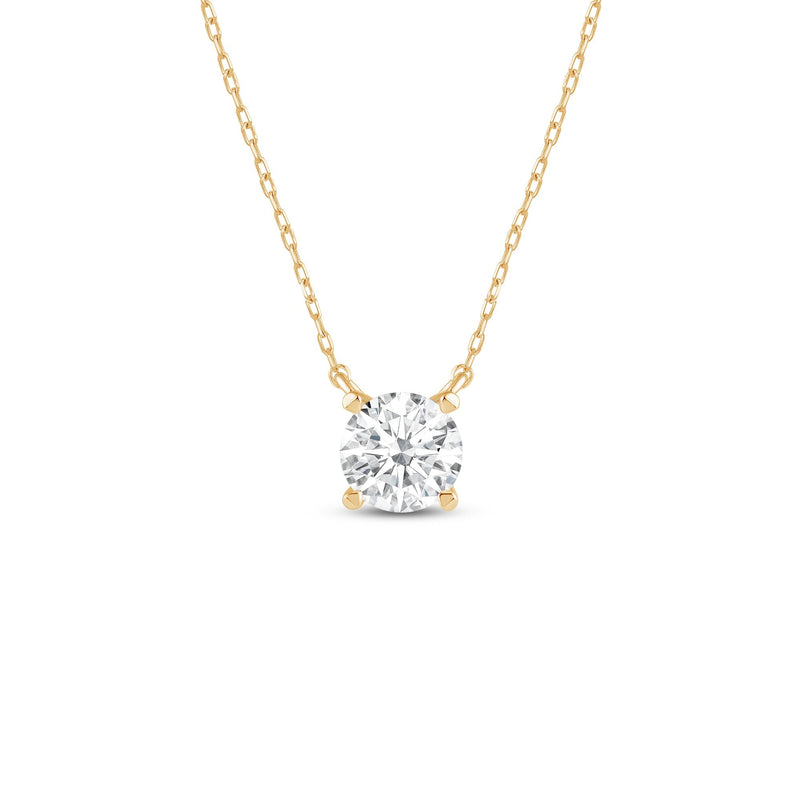 4 Prong Basket Round Lab Created Diamond Solitaire Necklace