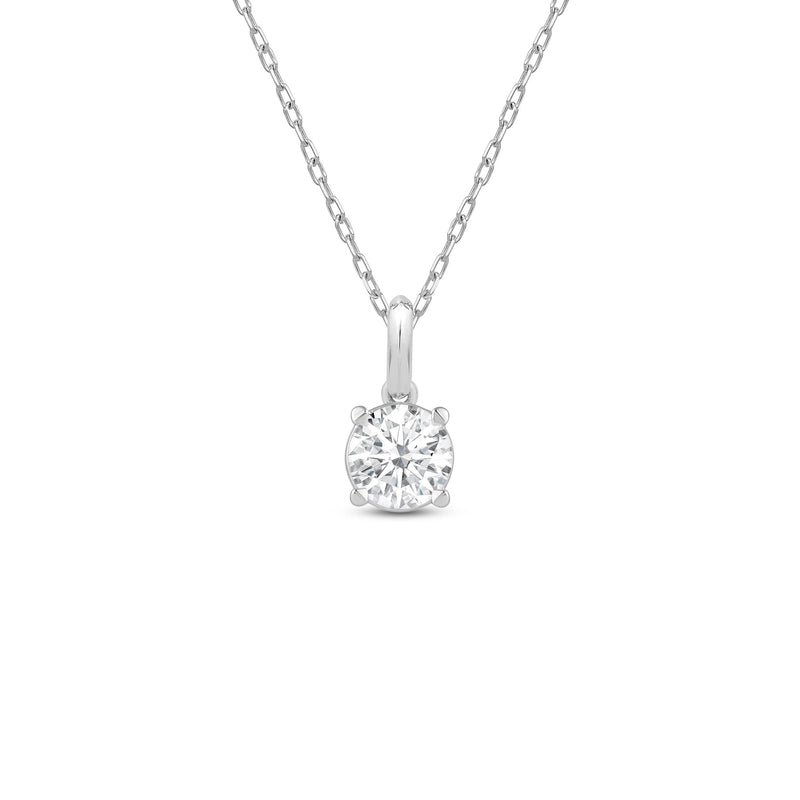 Knife-Edge Bale Round Lab Created Diamond Solitaire Pendant