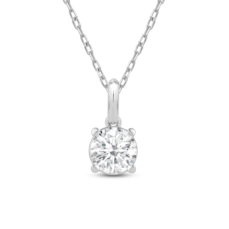 Knife-Edge Bale Round Lab Created Diamond Solitaire Pendant
