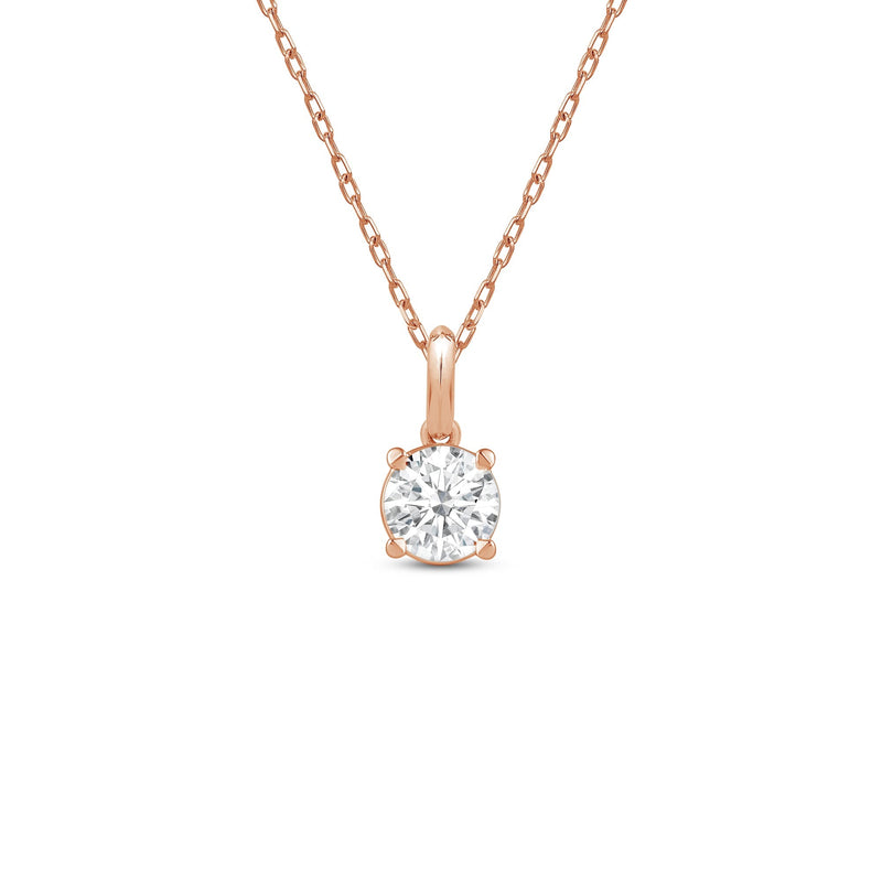 Knife-Edge Bale Round Lab Created Diamond Solitaire Pendant