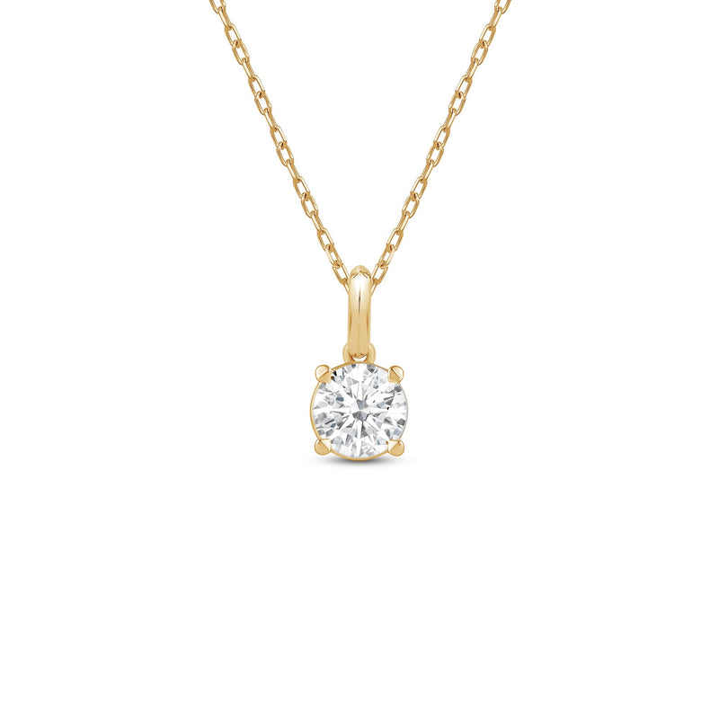 Knife-Edge Bale Round Lab Created Diamond Solitaire Pendant