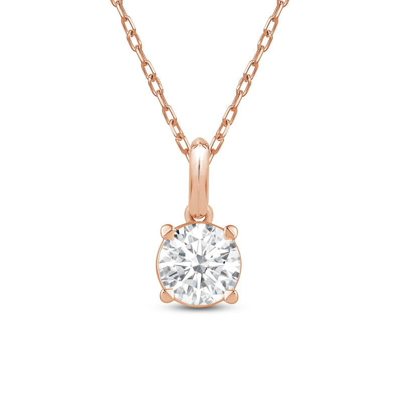Knife-Edge Bale Round Lab Created Diamond Solitaire Pendant