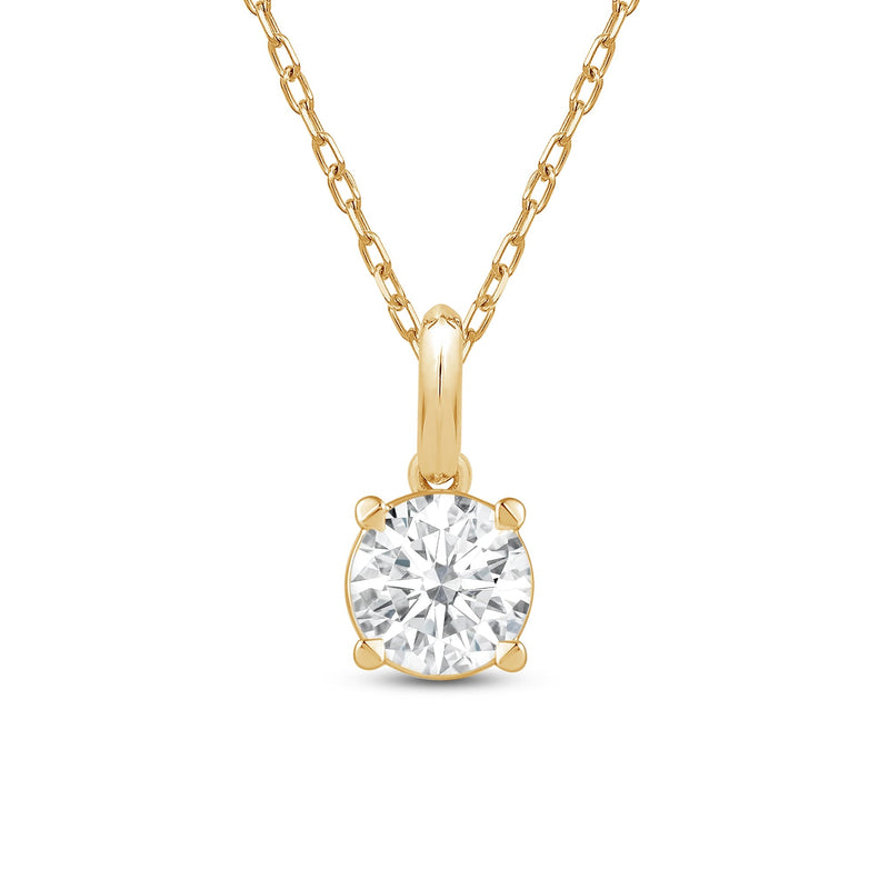 Knife-Edge Bale Round Lab Created Diamond Solitaire Pendant