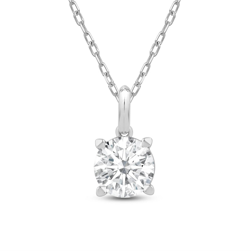 Knife-Edge Bale Round Lab Created Diamond Solitaire Pendant