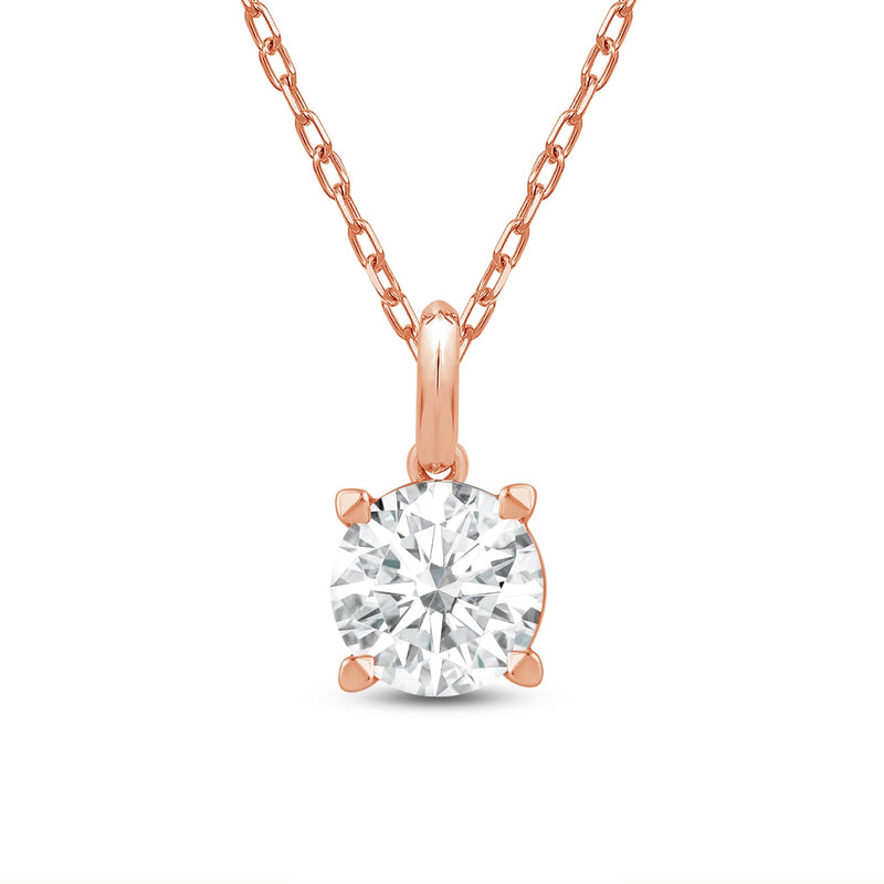 Knife-Edge Bale Round Lab Created Diamond Solitaire Pendant