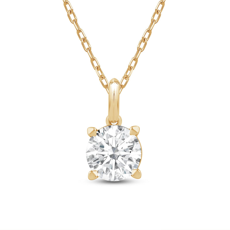 Knife-Edge Bale Round Lab Created Diamond Solitaire Pendant