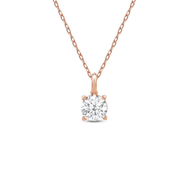 Knife-Edge Bale Round Lab Created Diamond Solitaire Pendant