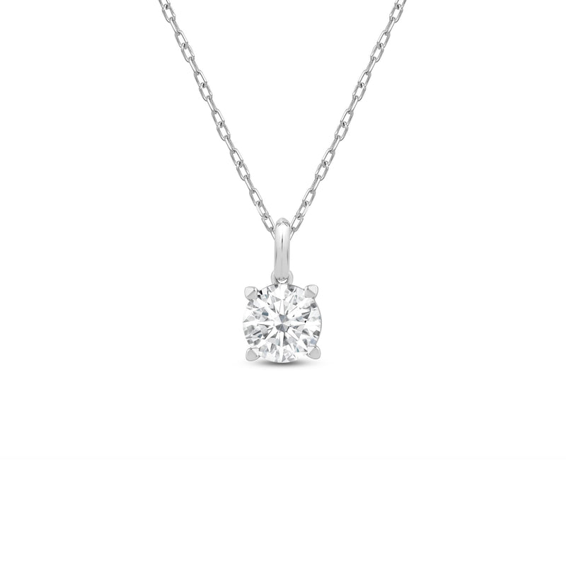 Knife-Edge Bale Round Lab Created Diamond Solitaire Pendant