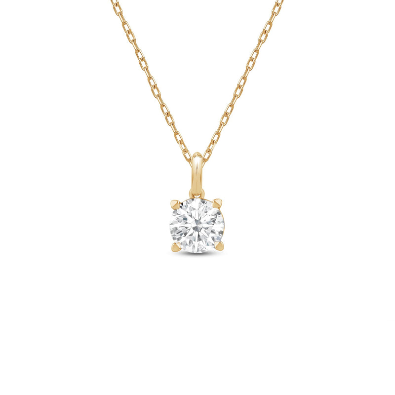 Knife-Edge Bale Round Lab Created Diamond Solitaire Pendant
