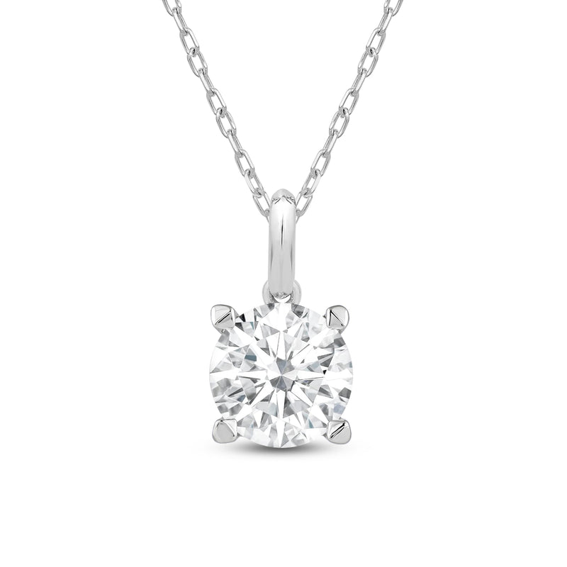Knife-Edge Bale Round Lab Created Diamond Solitaire Pendant