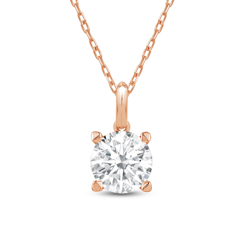Knife-Edge Bale Round Lab Created Diamond Solitaire Pendant