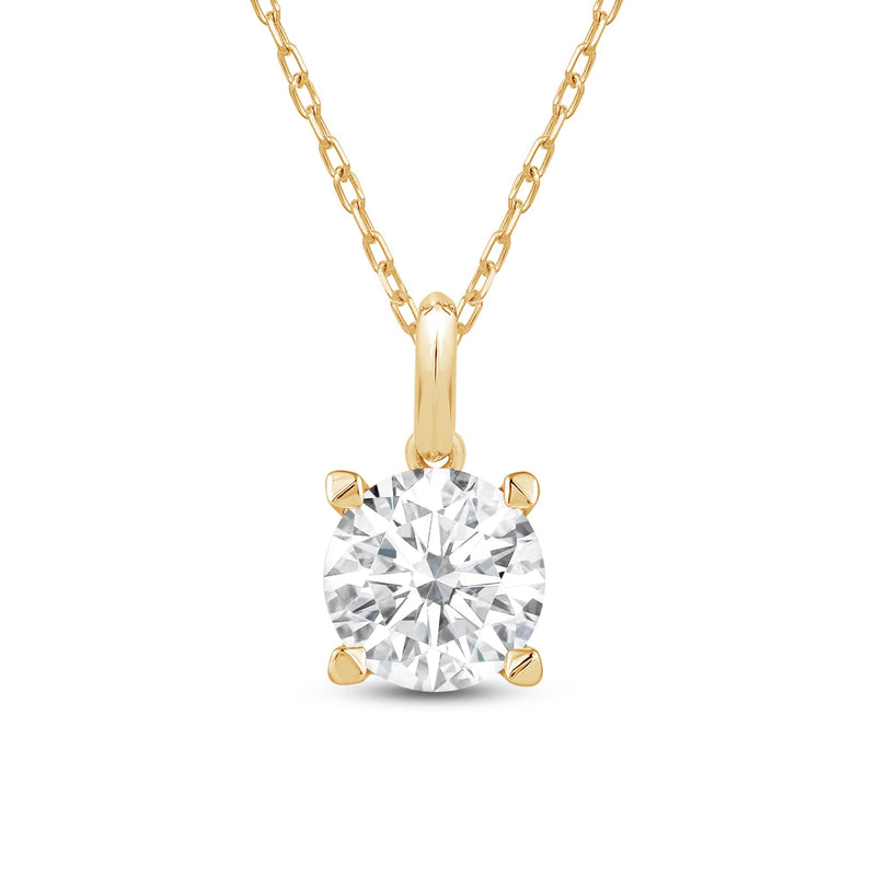 Knife-Edge Bale Round Lab Created Diamond Solitaire Pendant