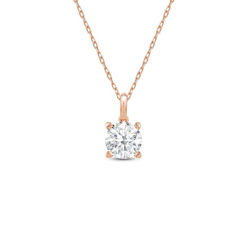 Knife-Edge Bale Round Lab Created Diamond Solitaire Pendant