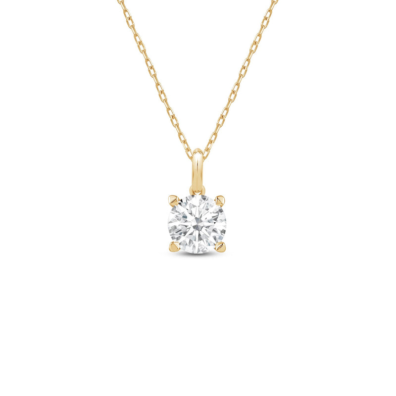 Knife-Edge Bale Round Lab Created Diamond Solitaire Pendant