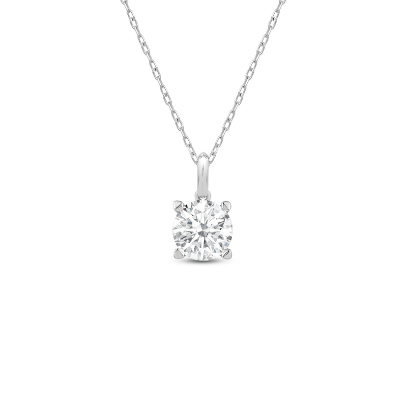 Knife-Edge Bale Round Lab Created Diamond Solitaire Pendant