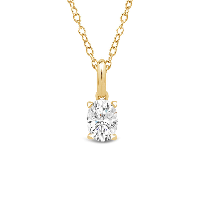 Knife-Edge Bale Oval Lab Created Diamond Solitaire Pendant