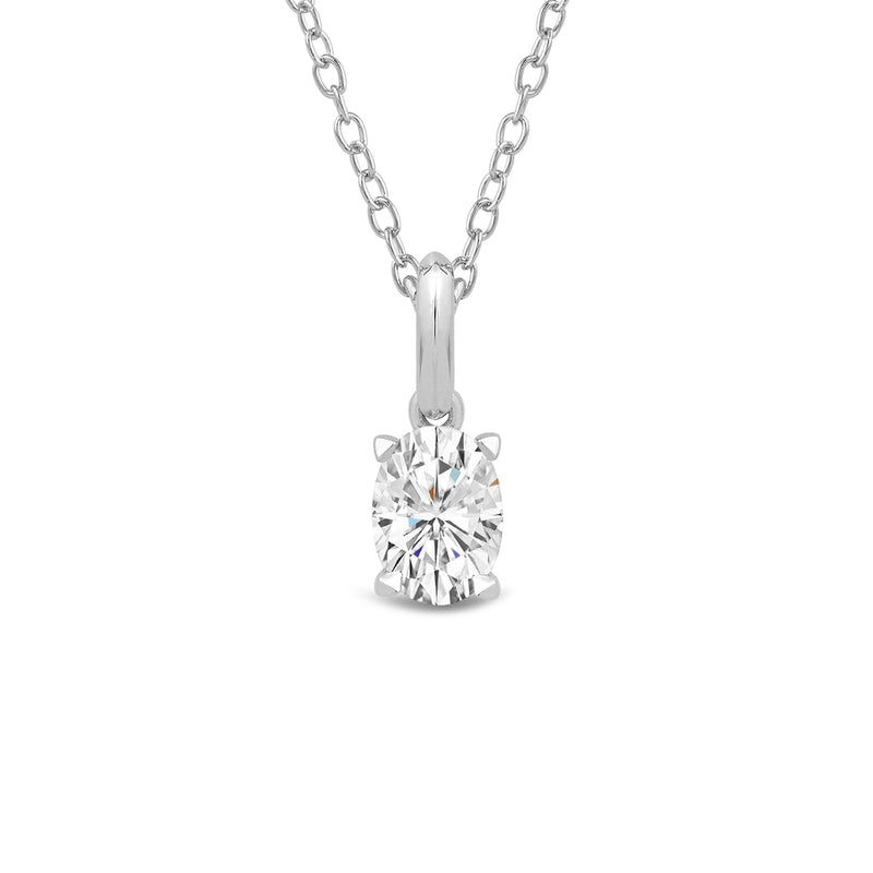 Knife-Edge Bale Oval Lab Created Diamond Solitaire Pendant