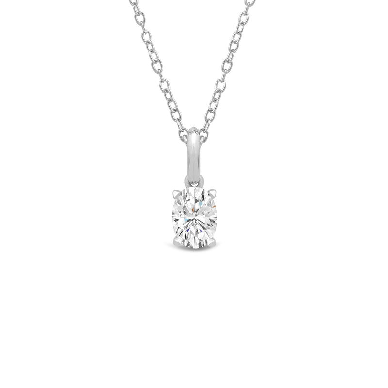 Knife-Edge Bale Oval Lab Created Diamond Solitaire Pendant