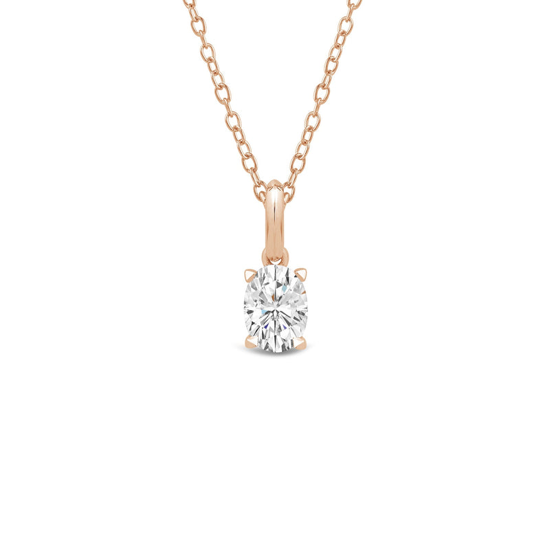 Knife-Edge Bale Oval Lab Created Diamond Solitaire Pendant