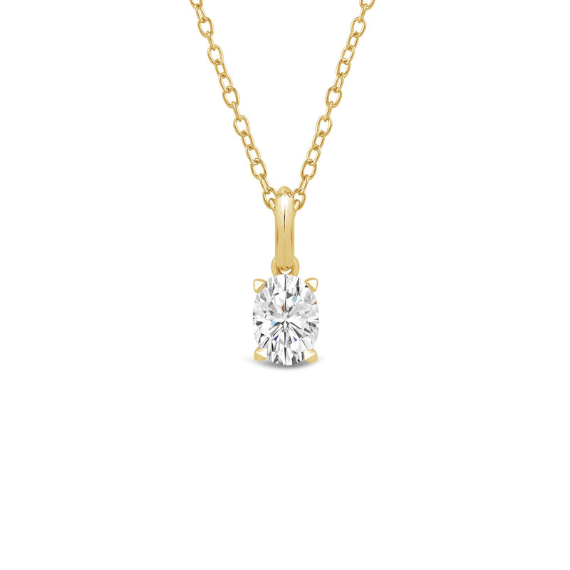 Knife-Edge Bale Oval Lab Created Diamond Solitaire Pendant