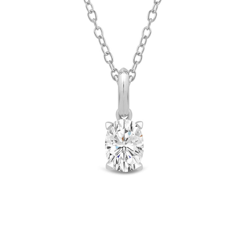 Knife-Edge Bale Oval Lab Created Diamond Solitaire Pendant