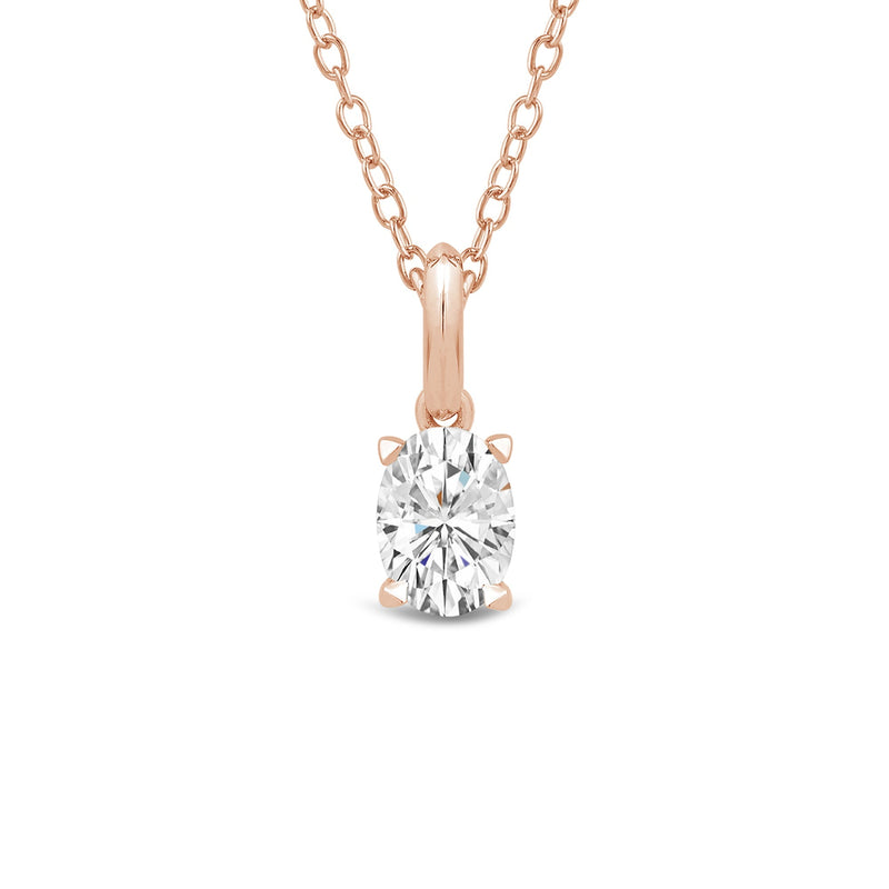 Knife-Edge Bale Oval Lab Created Diamond Solitaire Pendant
