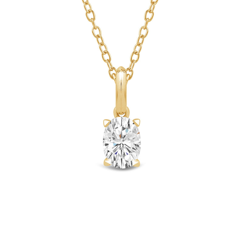 Knife-Edge Bale Oval Lab Created Diamond Solitaire Pendant