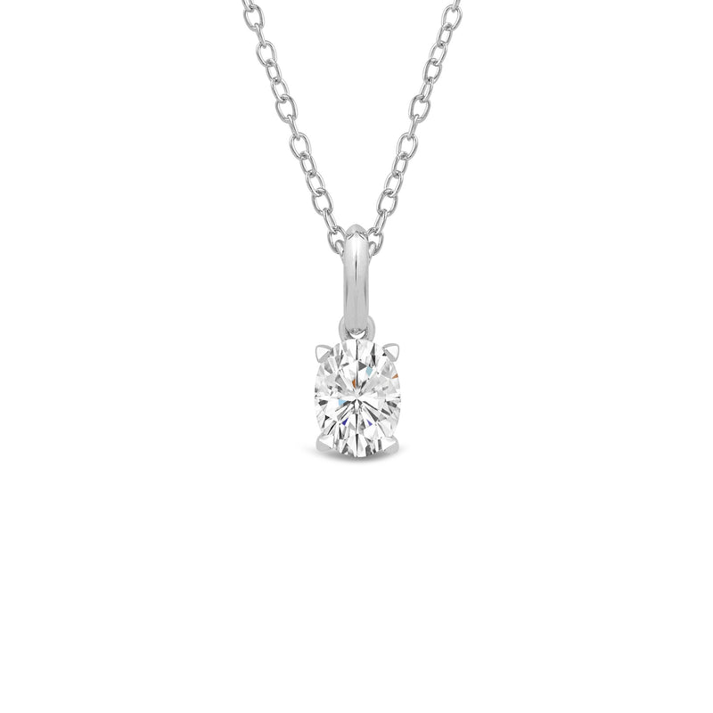 Knife-Edge Bale Oval Lab Created Diamond Solitaire Pendant
