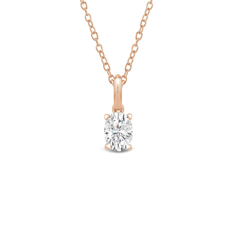 Knife-Edge Bale Oval Lab Created Diamond Solitaire Pendant