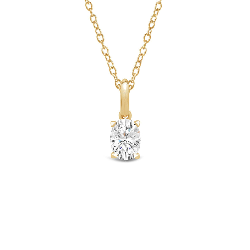 Knife-Edge Bale Oval Lab Created Diamond Solitaire Pendant