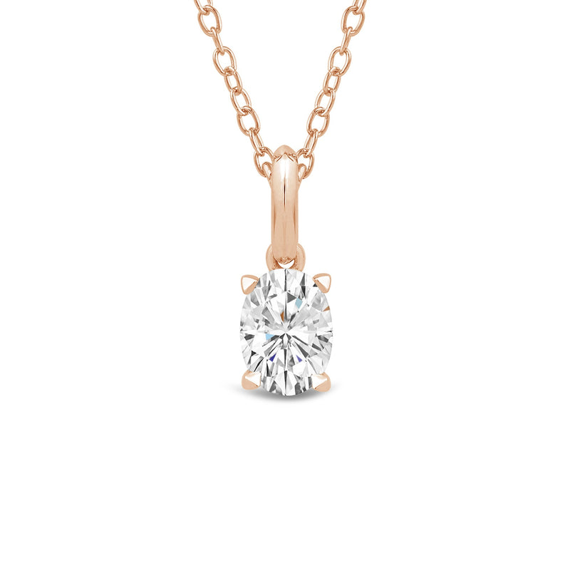 Knife-Edge Bale Oval Lab Created Diamond Solitaire Pendant