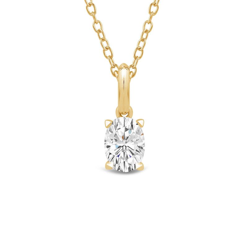 Knife-Edge Bale Oval Lab Created Diamond Solitaire Pendant