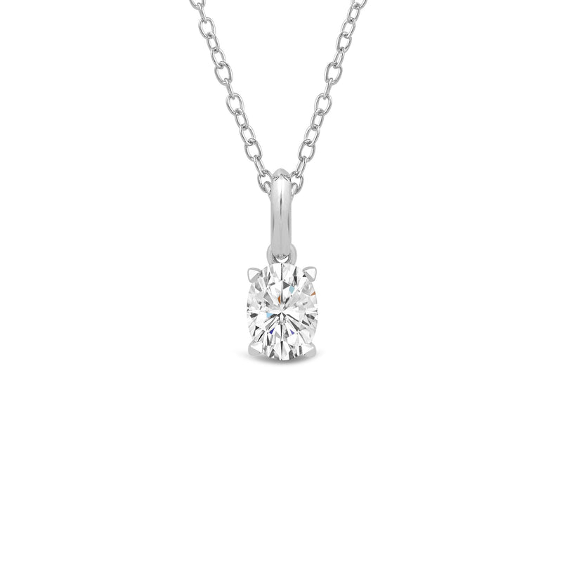 Knife-Edge Bale Oval Lab Created Diamond Solitaire Pendant