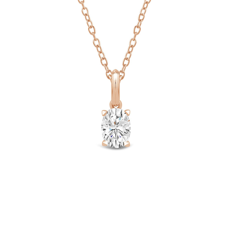 Knife-Edge Bale Oval Lab Created Diamond Solitaire Pendant
