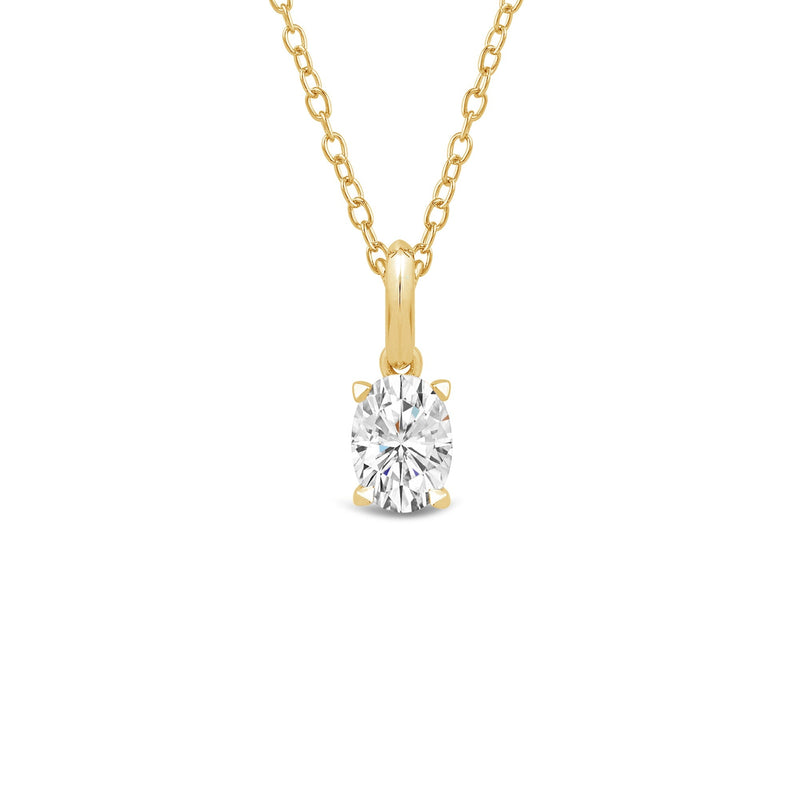 Knife-Edge Bale Oval Lab Created Diamond Solitaire Pendant
