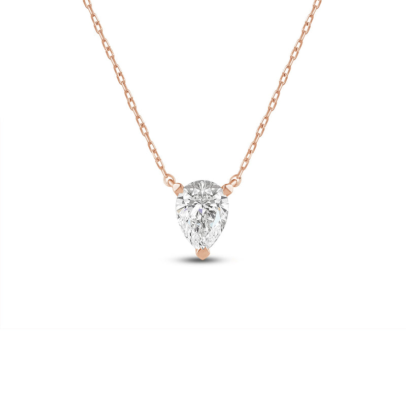 3 Prong Point Down Lab Created Diamond Pear Drop Solitaire Necklace