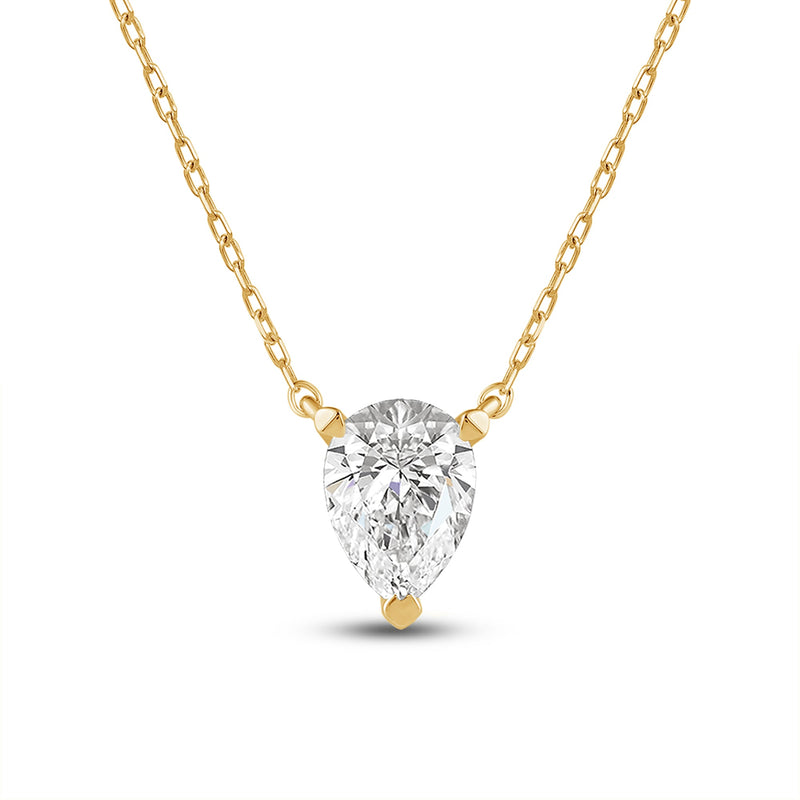 3 Prong Point Down Lab Created Diamond Pear Drop Solitaire Necklace