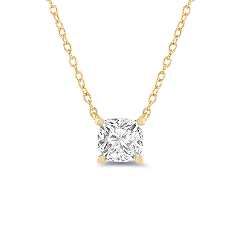 4 Prong Basket Lab Created Diamond Cushion Solitaire Necklace
