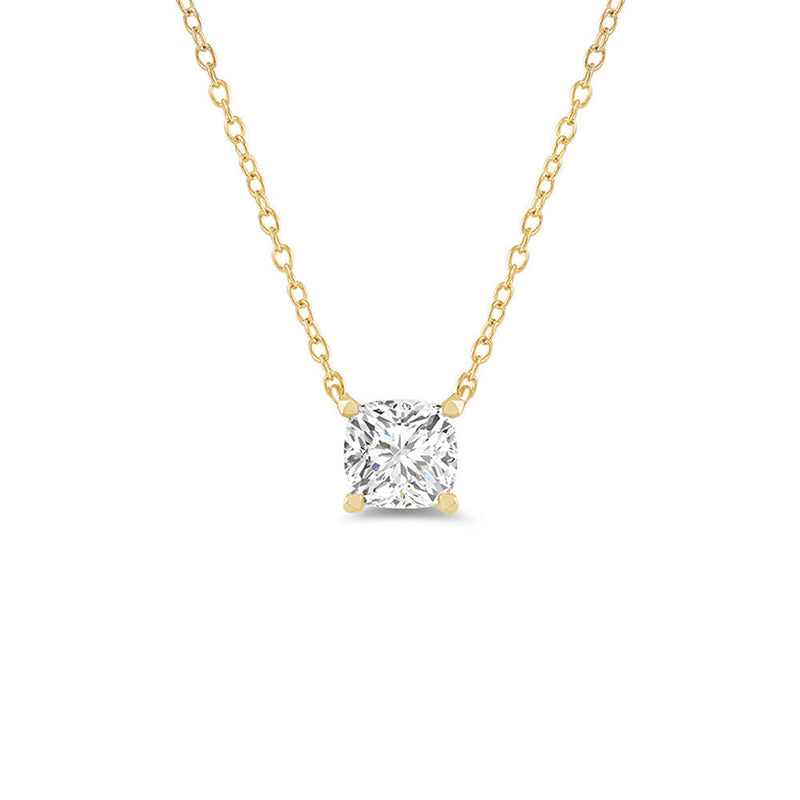 4 Prong Basket Lab Created Diamond Cushion Solitaire Necklace