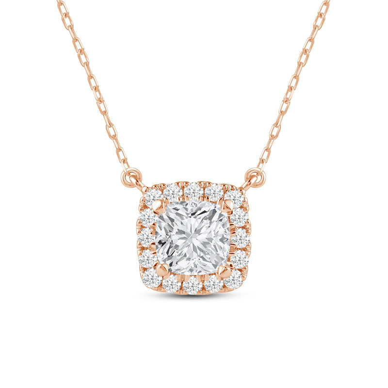 Halo Cushion Lab Created Diamond Necklace
