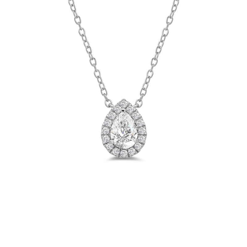 Halo Pear Lab Created Diamond Necklace