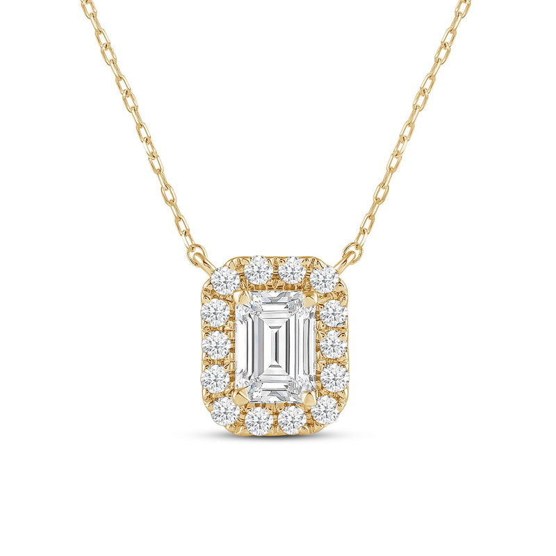 Halo Emerald Lab Created Diamond Necklace