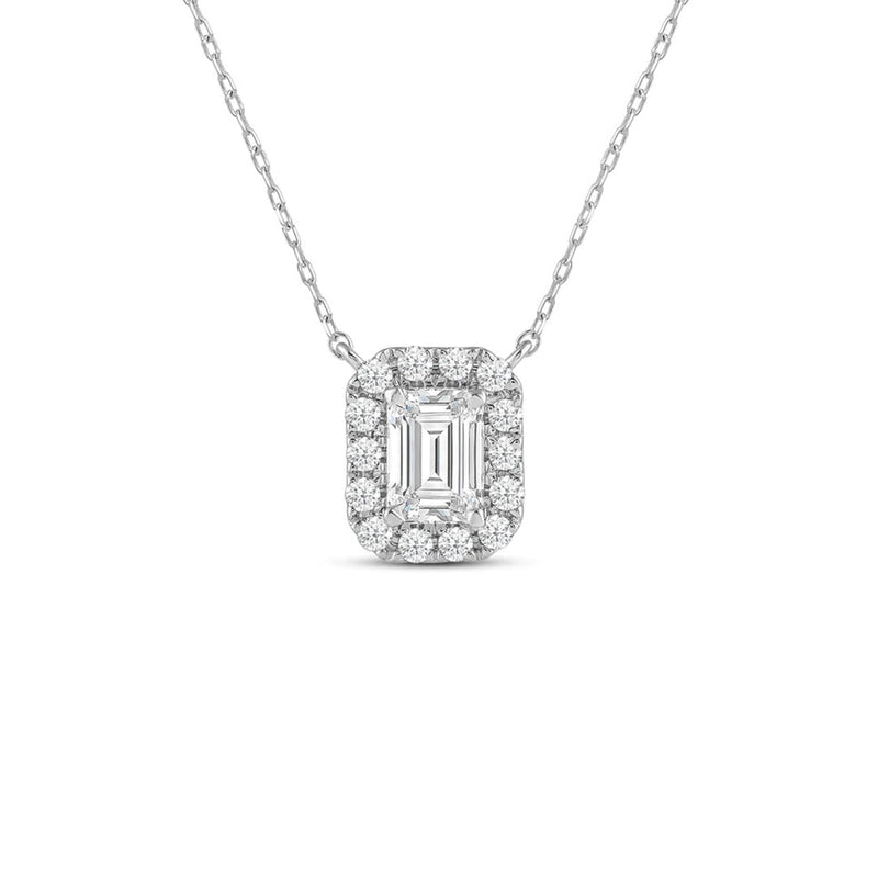 Halo Emerald Lab Created Diamond Necklace