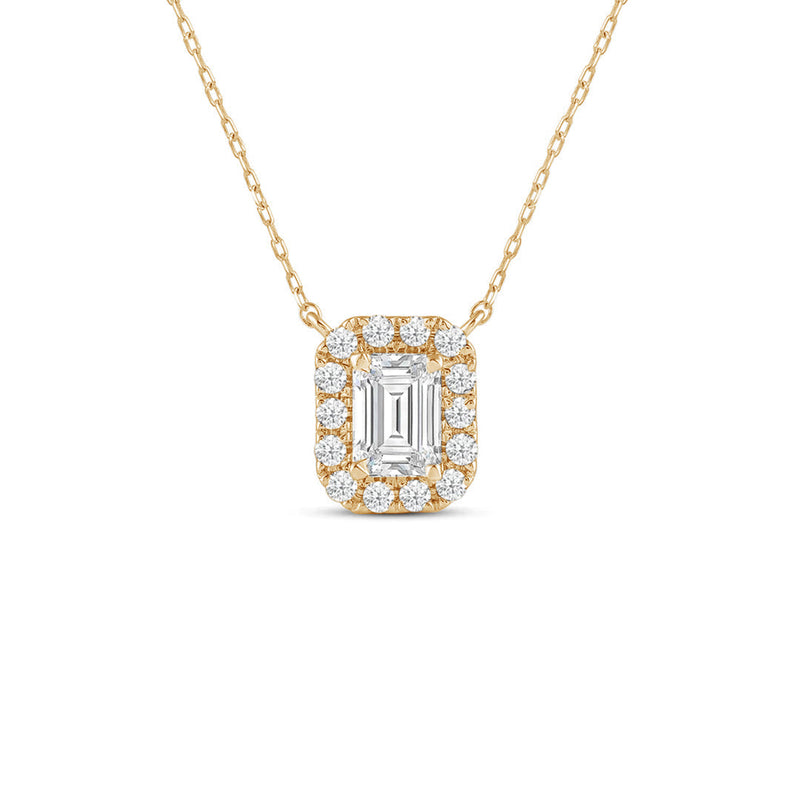 Halo Emerald Lab Created Diamond Necklace