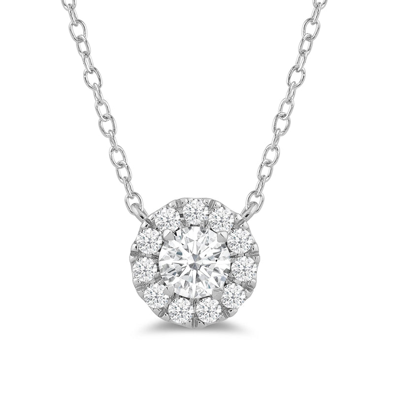 Halo Round Lab Created Diamond Necklace