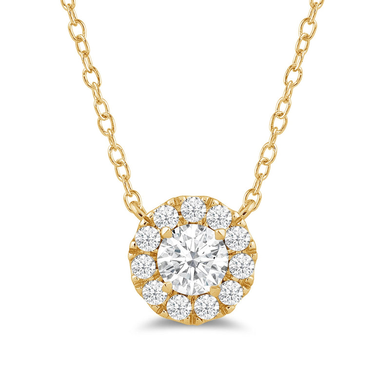 Halo Round Lab Created Diamond Necklace
